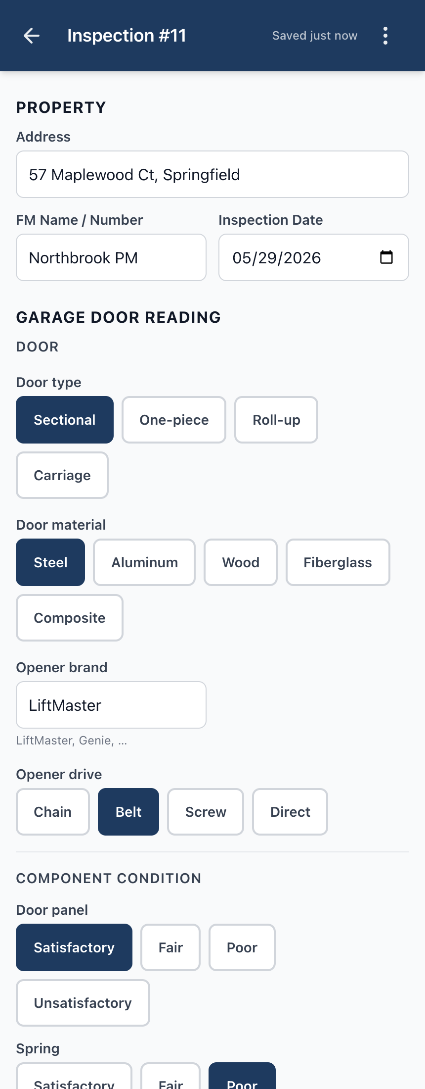 Garage Door editor — screen 1.