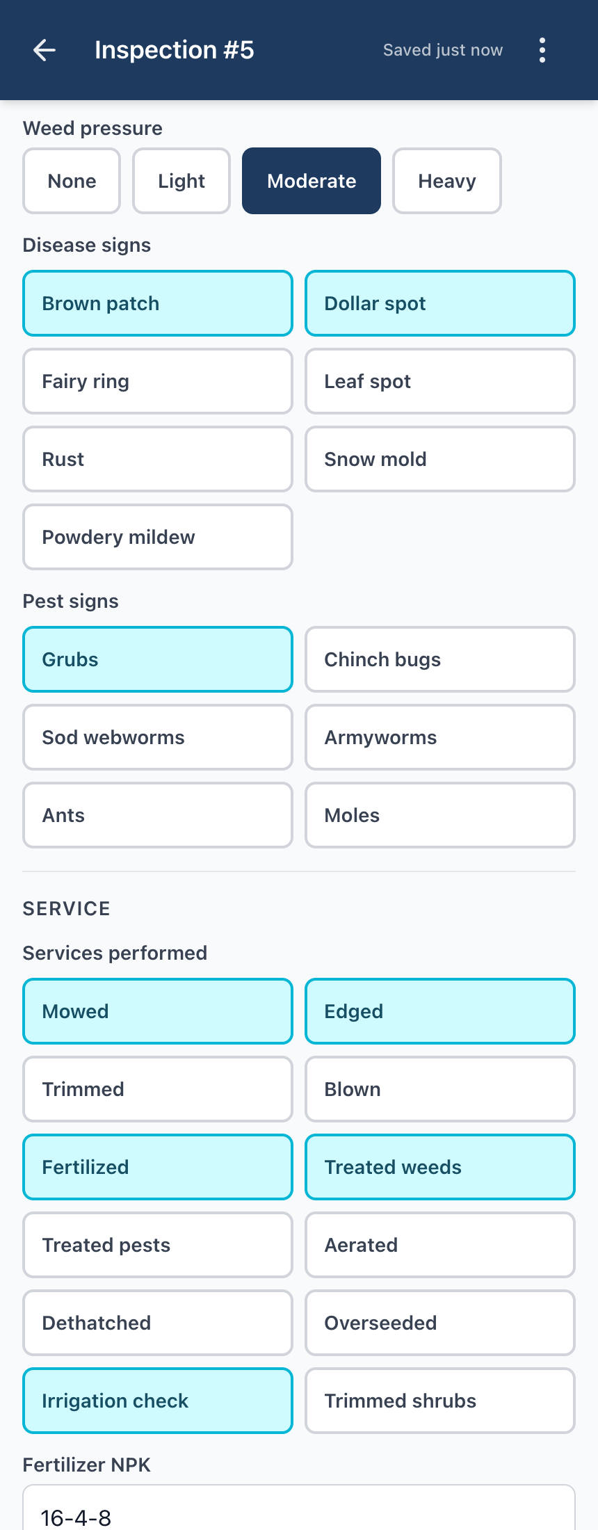 Lawn editor — screen 2.