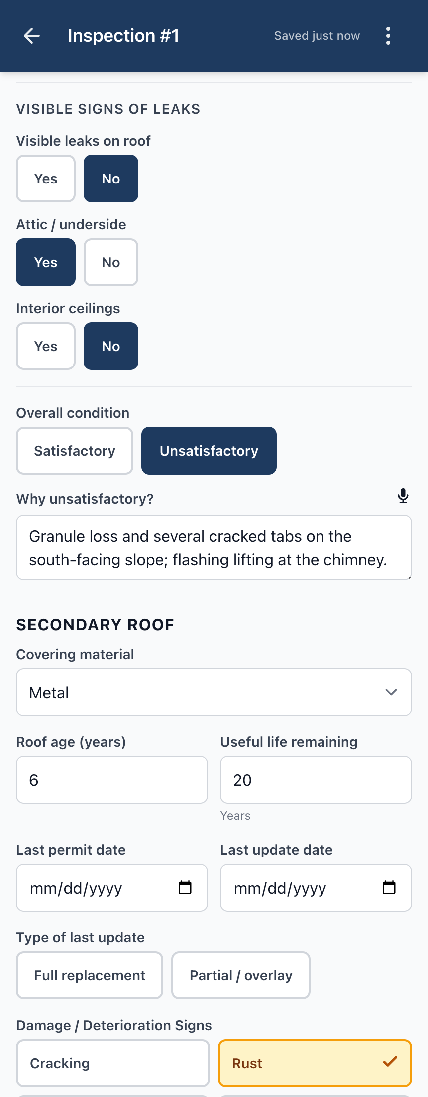 Roofing editor — screen 2.